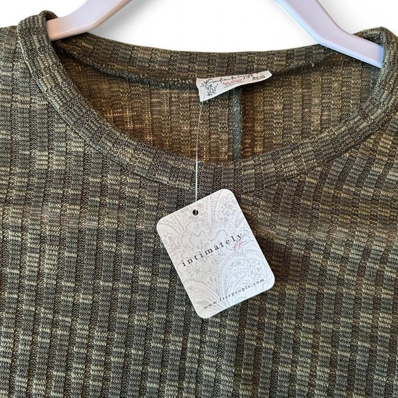 NWT Intimately Free People Aura Long Sleeve Top - Army Green, Size L - Picture 6 of 8